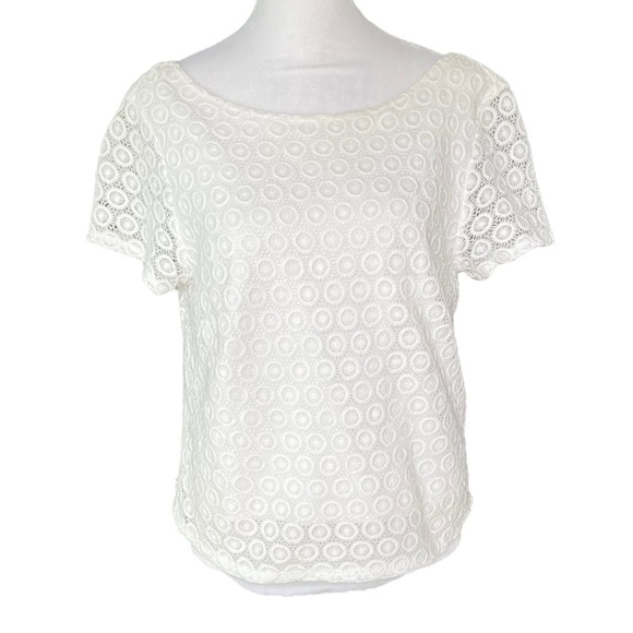 Lilly Pulitzer x Target - White Eyelet Crop Top Blouse Sz M - Picture 2 of 8